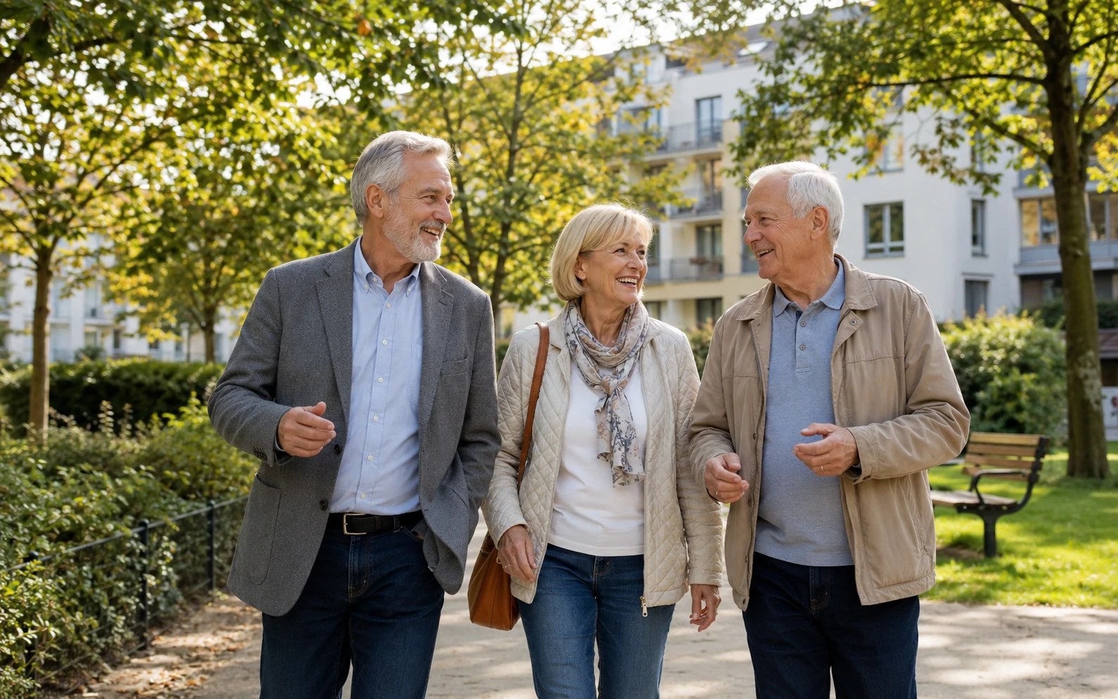 Menschen im Gespräch in einem Wohnviertel